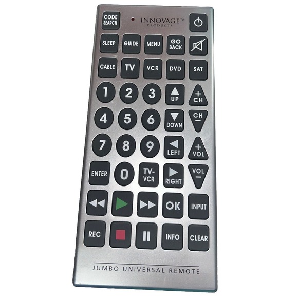 JUMBO Innovage Prod UNIVERSAL VCR TV DVD Cable Sat REMOTE LARGE BUTTONS. WORKS - Picture 1 of 4